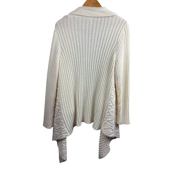 Chicos Womens Open Front Cardigan Sweater Size XL Ivory Ribbed Knit - Picture 4 of 4